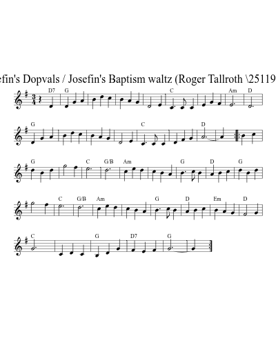 Josefin's Dopvals / Josefin's Baptism waltz  (Roger Tallroth \2511993) preview