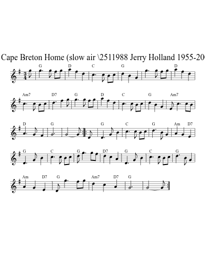 My Cape Breton Home  (slow air \2511988 Jerry Holland 1955-2009) preview
