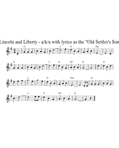 Old Rosin, The Beau / Lincoln and Liberty - a/k/a with lyrics as the "Old Settler's Song" or "Acres of Clams"