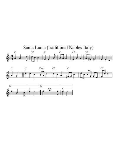 Santa Lucia  (traditional Naples Italy) sheet music preview