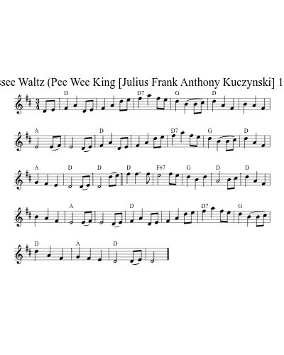 The Tennessee Waltz  (Pee Wee King [Julius Frank Anthony Kuczynski] 1914-2000) sheet music preview