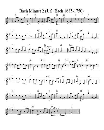 Bach Minuet 2  (J. S. Bach 1685-1750) preview