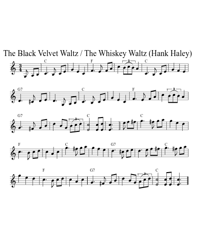 The Black Velvet Waltz / The Whiskey Waltz  (Hank Haley) sheet music preview