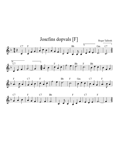 Josefins dopvals [A] (Waltz Josefins) sheet music preview