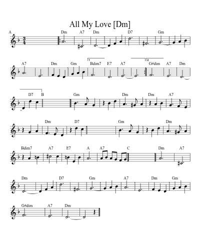 All My Love [Dm] (Waltz Mazoishloall C) sheet music preview