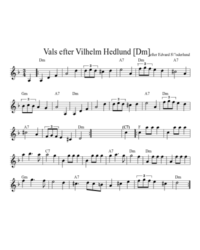 Vals efter Vilhelm Hedlund    [Em] (Waltz Vilhelm Hedlunds) sheet music preview