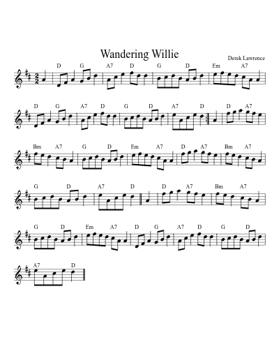 Wandering Willie (Version 2) sheet music preview