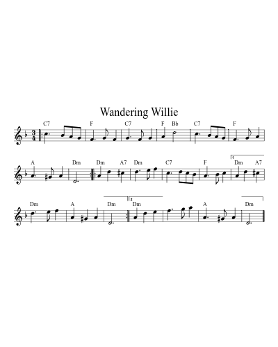 Wandering Willie (Version 3) sheet music preview