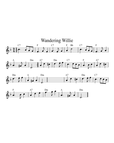 Wandering Willie (Version 4) sheet music preview
