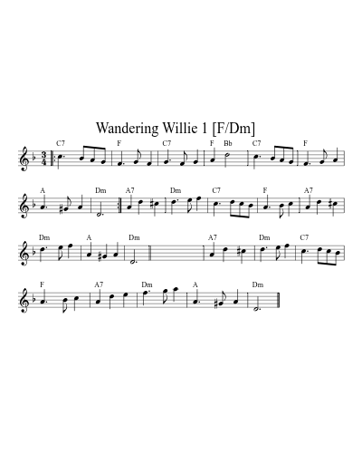 Wandering Willie  1   [F/Dm] (Version 4)
