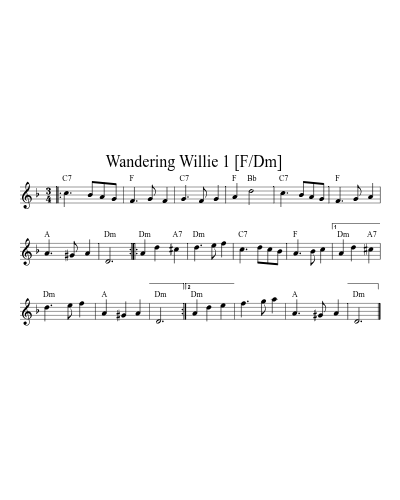 Wandering Willie  1   [F/Dm] (Version 5)