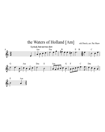 the Waters of Holland    [Am] sheet music preview