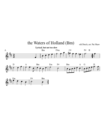 the Waters of Holland    (Bm) sheet music preview