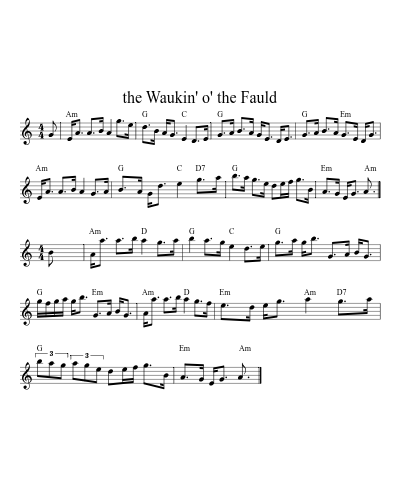 the Waukin' o' the Fauld sheet music preview