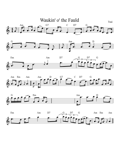 Waukin' o' the Fauld (Version 4) sheet music preview