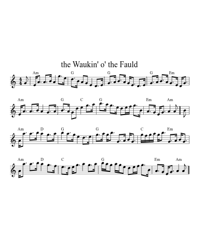 the Waukin' o' the Fauld (Version 6) sheet music preview