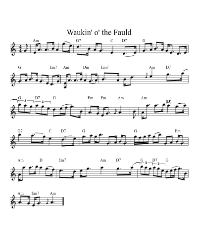 Waukin' o' the Fauld (Version 7) sheet music preview