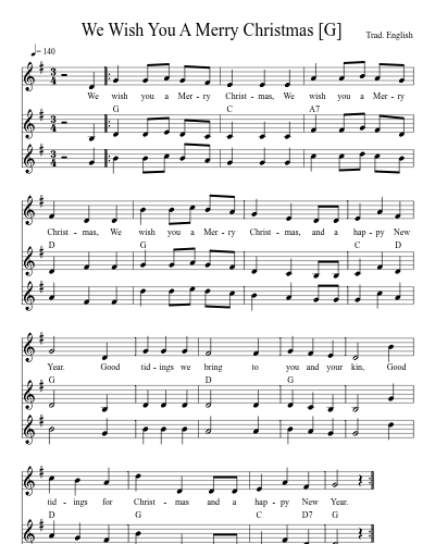 We Wish You A Merry Christmas   [G] sheet music preview