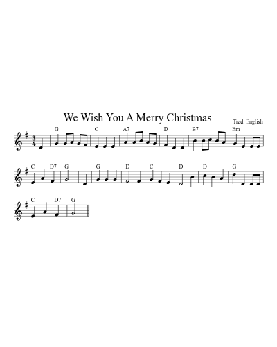 We Wish You A Merry Christmas (Version 5) sheet music preview