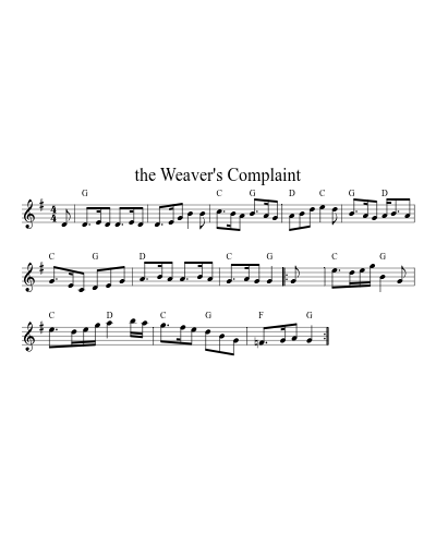 the Weaver's Complaint (Version 2) sheet music preview