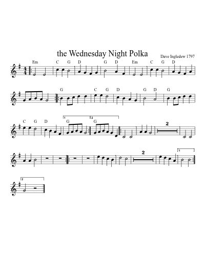 the Wednesday Night Polka sheet music preview