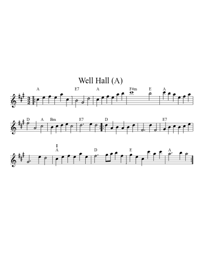 Well Hall  (A) (Version 2) sheet music preview