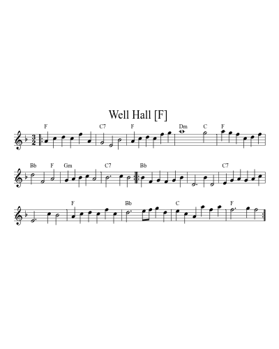 Well Hall  [F] (Well Hall) sheet music preview