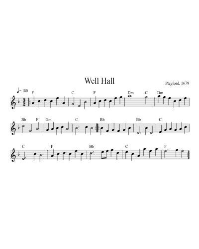 Well Hall (Version 2) sheet music preview