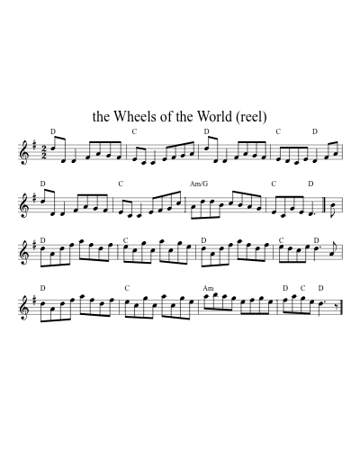 the Wheels of the World (reel) (Version 2) sheet music preview