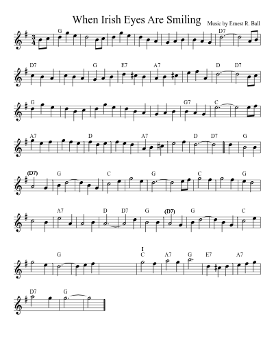 When Irish Eyes Are Smiling (Version 2) sheet music preview