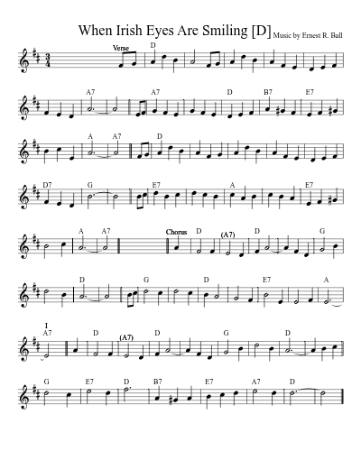 When Irish Eyes Are Smiling    [D] (Version 2)
