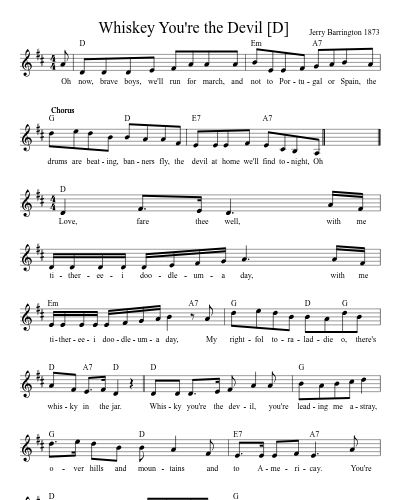 Whiskey You're the Devil    [D] (Version 2)