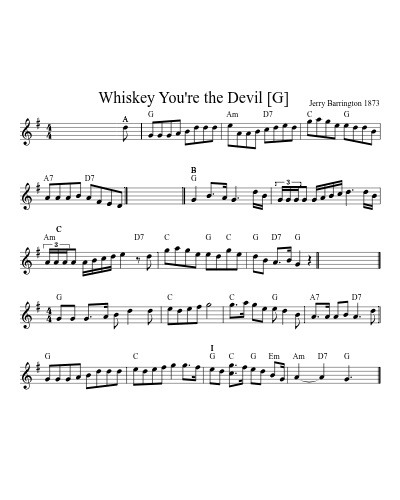 Whiskey You're the Devil    [G] (Version 5)