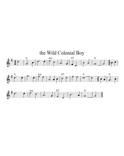 The Wild Colonial Boy (Version 2) sheet music preview
