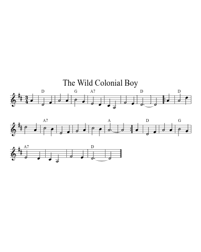 The Wild Colonial Boy (Version 4) sheet music preview