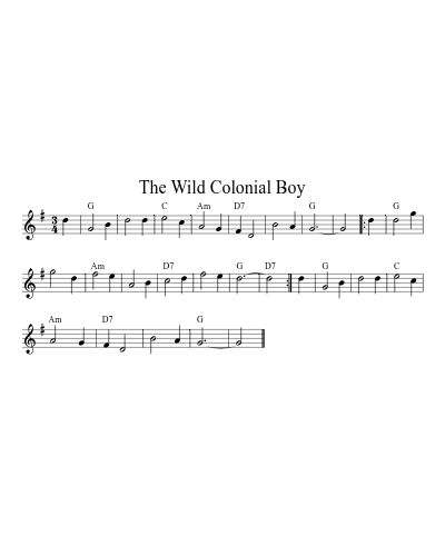 The Wild Colonial Boy (Version 6) sheet music preview