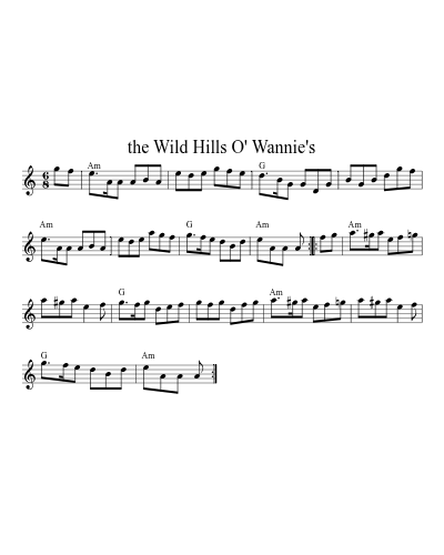 the Wild Hills O' Wannie's (Version 2) sheet music preview