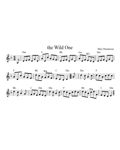 the Wild One (Version 3) sheet music preview