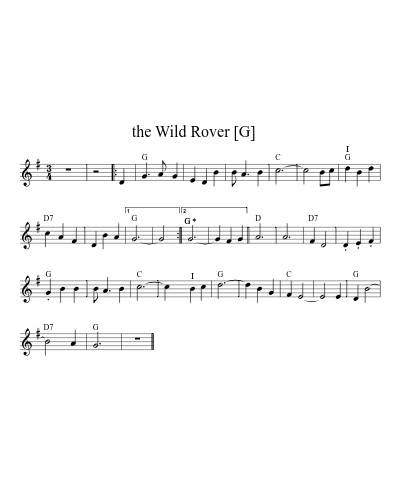 The Wild Rover    [G] (Version 5)