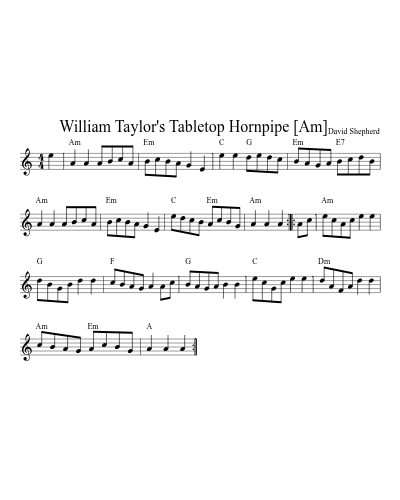William Taylor's Tabletop Hornpipe    [Am] (Version 2) preview