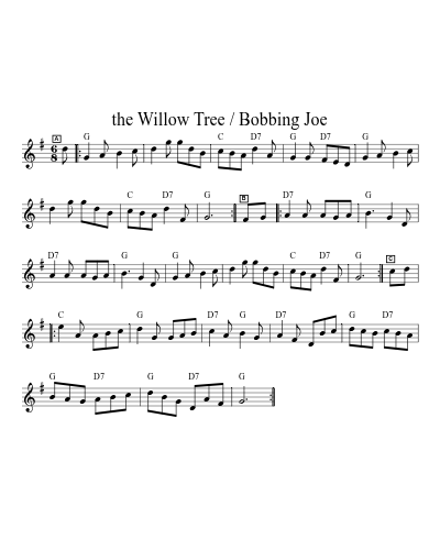 the Willow Tree / Bobbing Joe (Version 2) sheet music preview