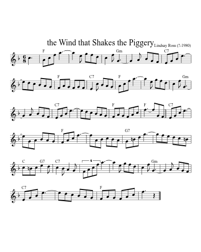 the Wind that Shakes the Piggery sheet music preview