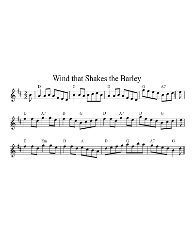 The Wind that Shakes the Barley (Version 16) sheet music preview
