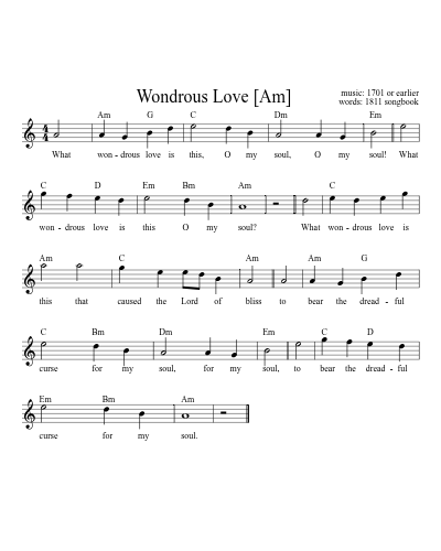 Wondrous Love    [Am] (Version 2)