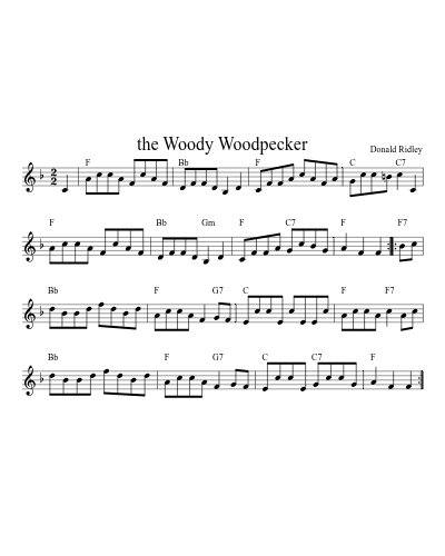 the Woody Woodpecker sheet music preview
