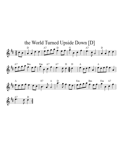 the World Turned Upside Down   [D] (Version 2) sheet music preview