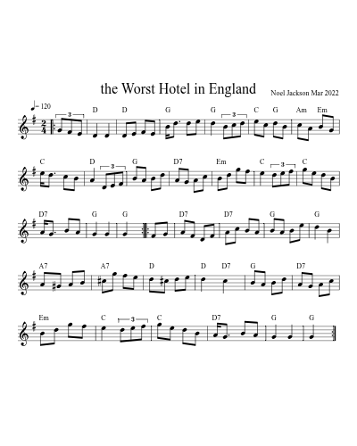 the Worst Hotel in England sheet music preview