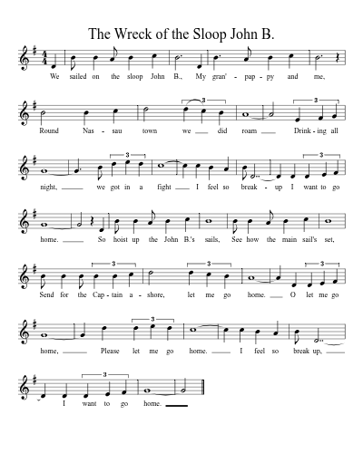 The Wreck of the Sloop John B. sheet music preview