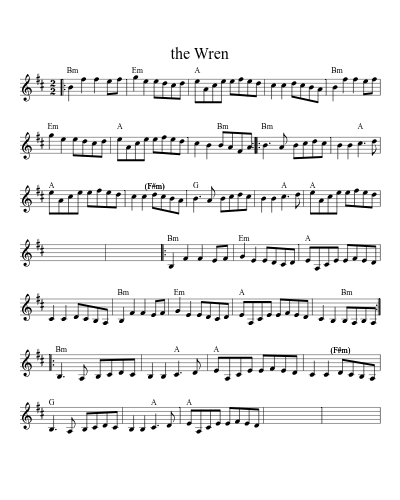 the Wren (Version 2) sheet music preview