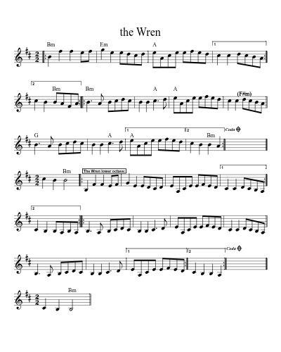 the Wren (Version 4) sheet music preview